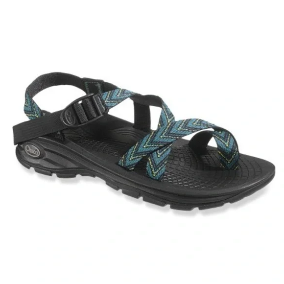 Chaco men’s Sandals - Black and Teal ZVOLV 2 Chaco Mens 13 Sandals Blue Black Printed Pull On Shoes  main image 2